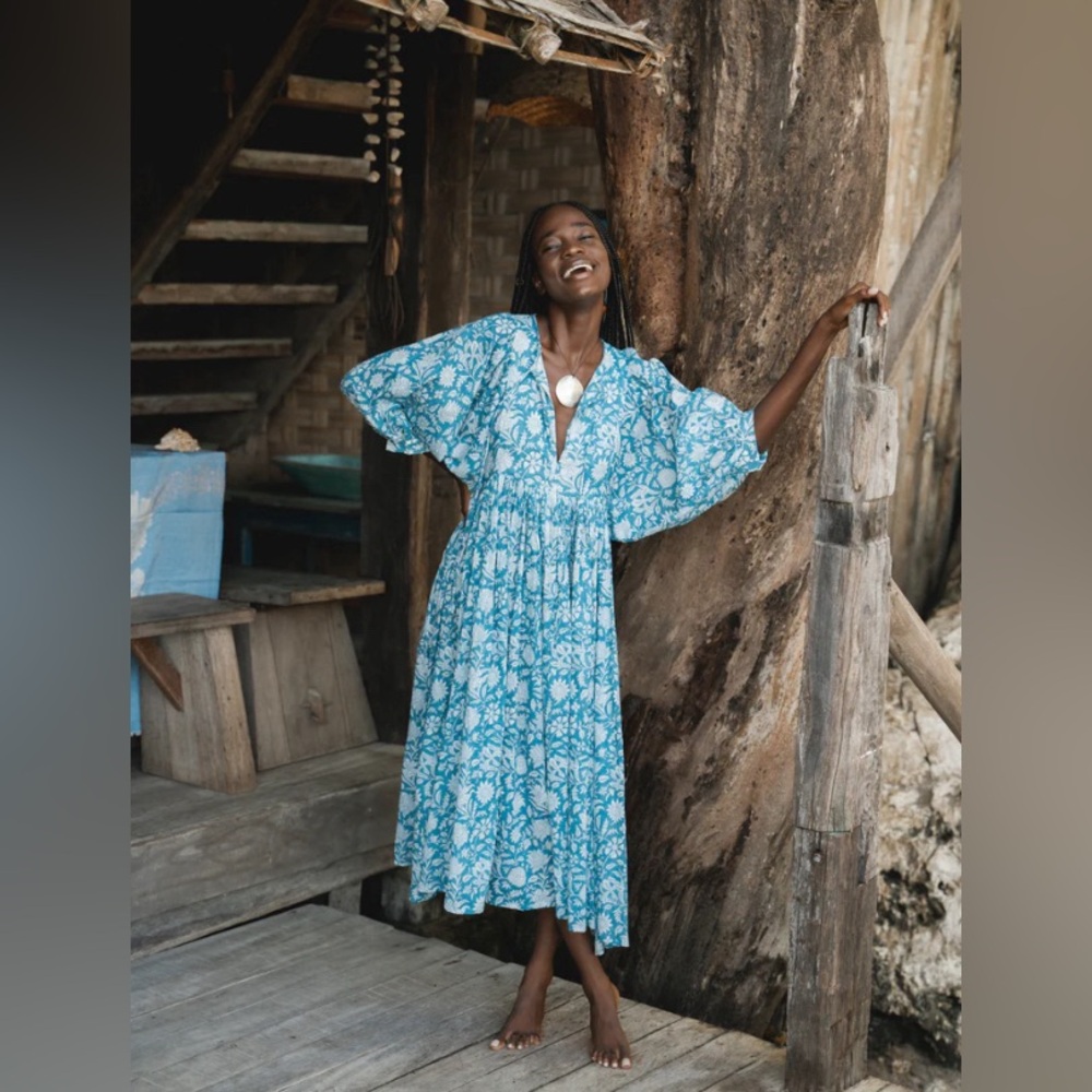 Daughters of India Kyra Midi Dress in Ocean Blue